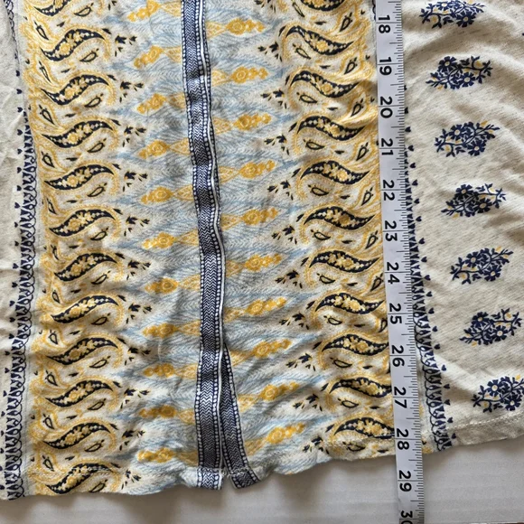 Lucky Brand Boho Paisley Floral Cream Button Down Top 3x Stretch Cottagecore NWT - Picture 10 of 10